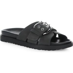 Bo's. & Co Salerno Size 8 Sueded leather Women's Black Slide Sandals